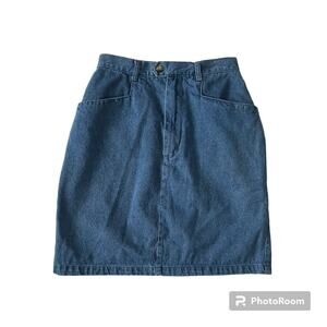 Vintage Retro Knee Length Denim Skirt Women’s 8 Cottagecore Prairie Grannycore